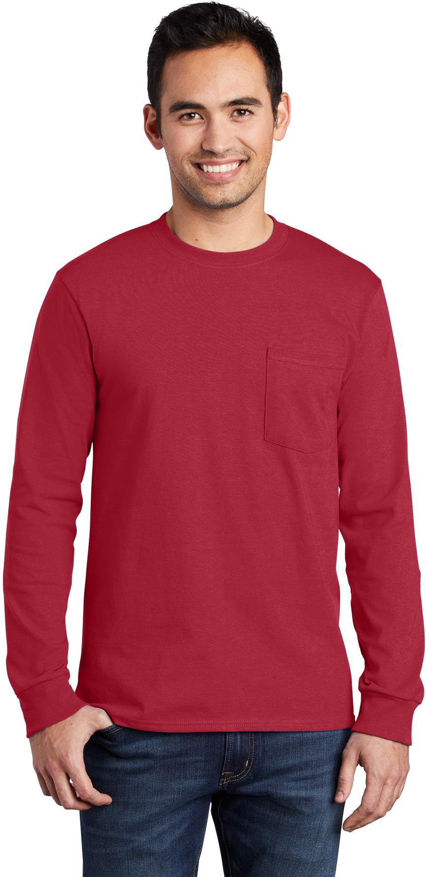 Port & Company ® Tall Long Sleeve Essential Pocket Tee PC61LSPT Sizes LT-4XLT