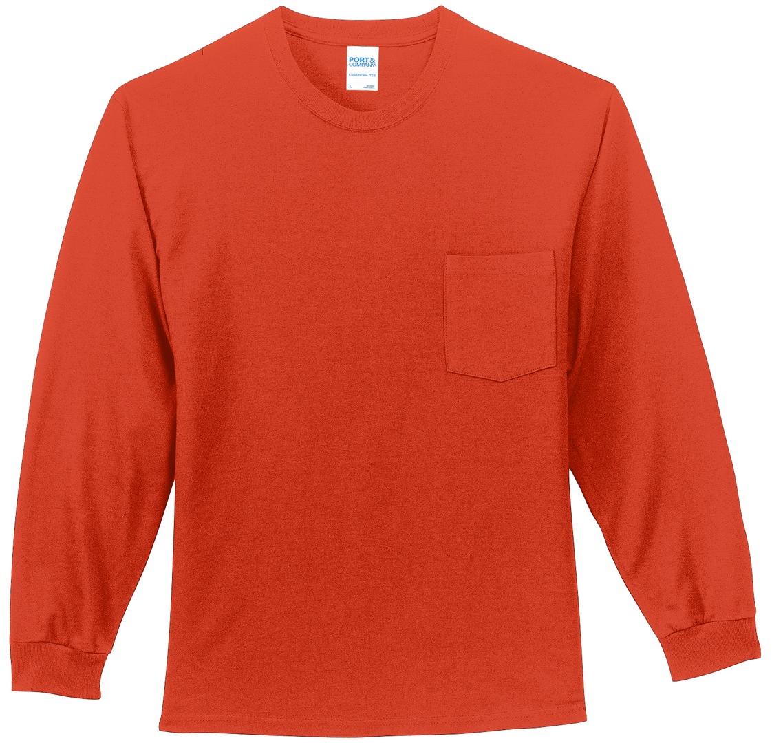 Port & Company ® Tall Long Sleeve Essential Pocket Tee PC61LSPT Sizes LT-4XLT