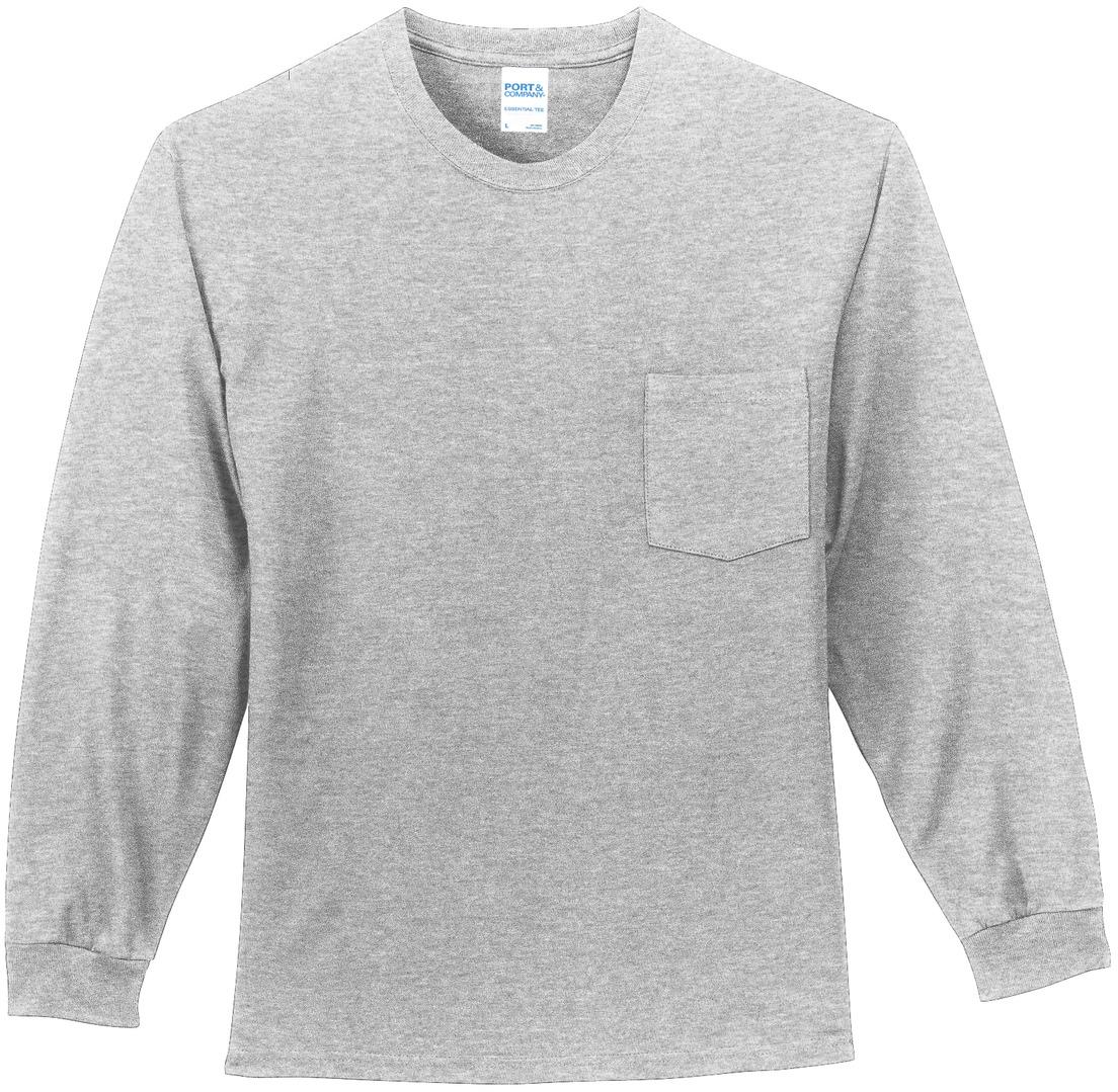 Port & Company ® Tall Long Sleeve Essential Pocket Tee PC61LSPT Sizes LT-4XLT