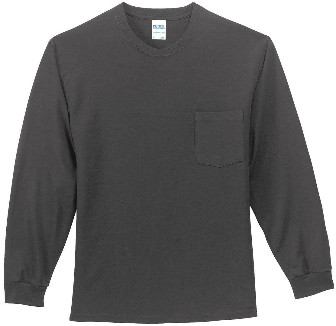 Port & Company ® Tall Long Sleeve Essential Pocket Tee PC61LSPT Sizes LT-4XLT