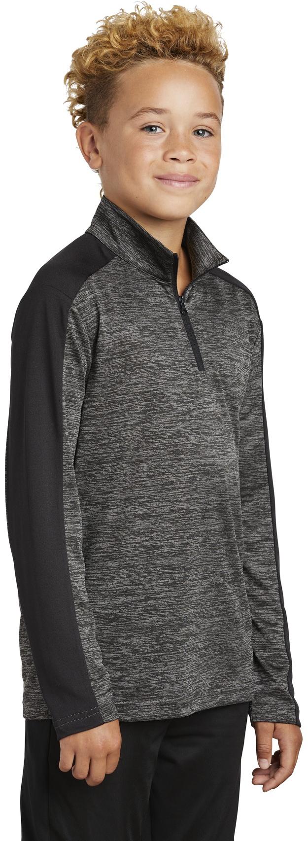 Sport-Tek ®Youth PosiCharge® Electric Heather Colorblock 1/4-Zip Pullover YST397 - Picture 9 of 25