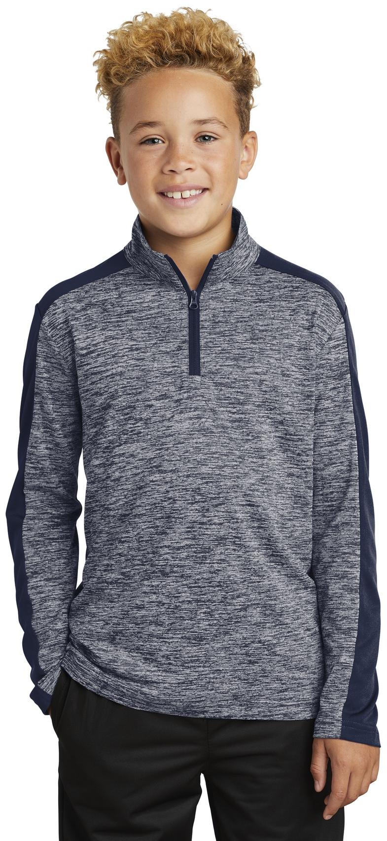 Sport-Tek ®Youth PosiCharge® Electric Heather Colorblock 1/4-Zip Pullover YST397 - Picture 14 of 25