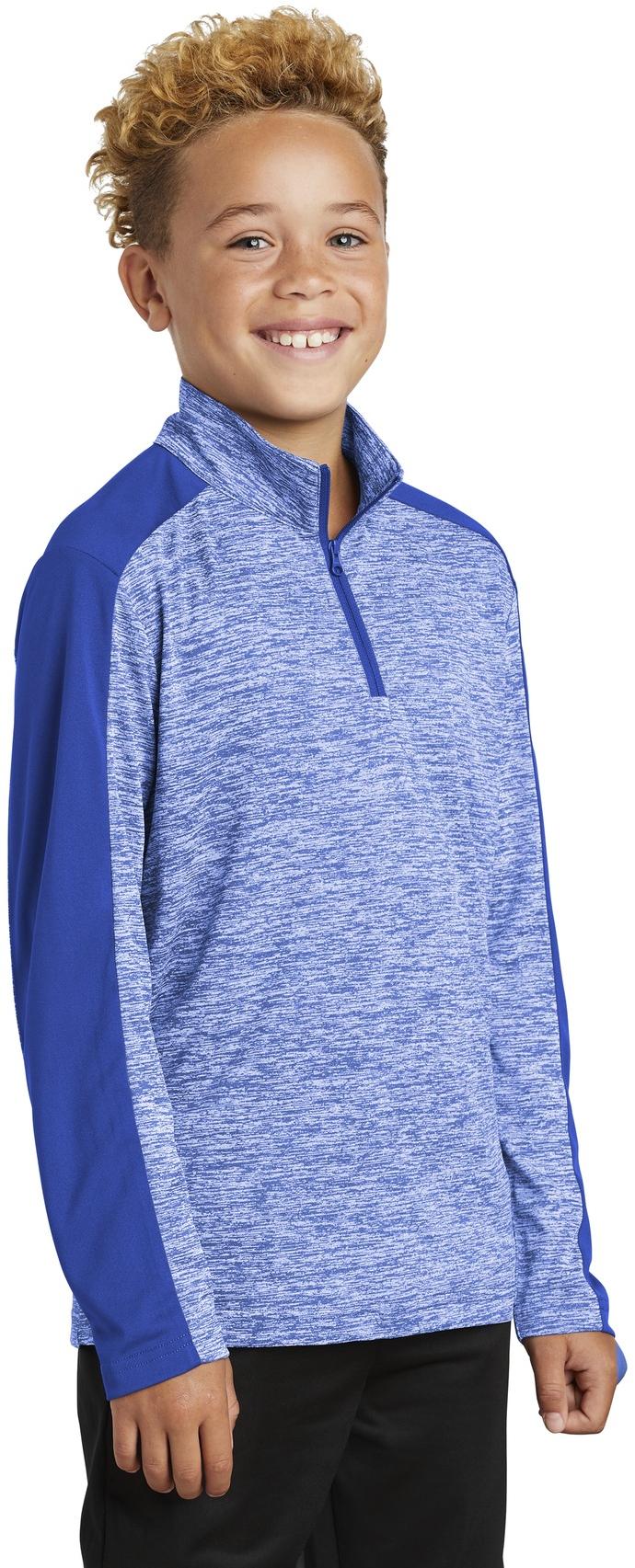 Sport-Tek ®Youth PosiCharge® Electric Heather Colorblock 1/4-Zip Pullover YST397 - Picture 21 of 25