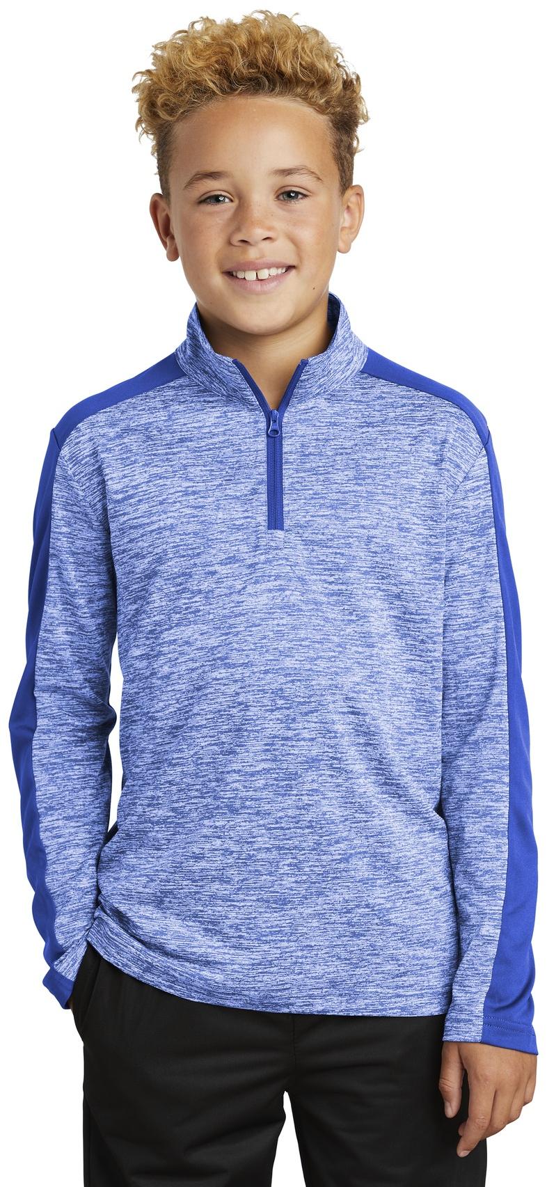 Sport-Tek ®Youth PosiCharge® Electric Heather Colorblock 1/4-Zip Pullover YST397 - Picture 20 of 25