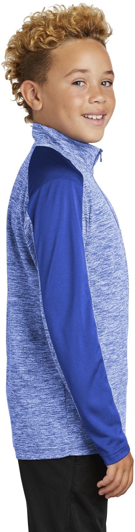Sport-Tek ®Youth PosiCharge® Electric Heather Colorblock 1/4-Zip Pullover YST397 - Picture 22 of 25