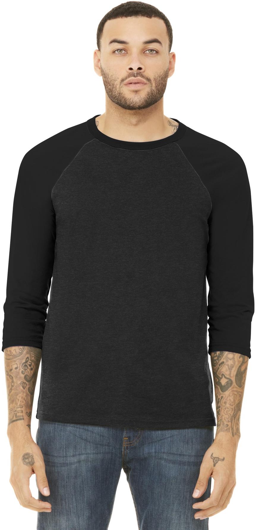 BELLA+CANVAS ® Unisex 3/4-Sleeve Baseball Tee BC3200, 22 Colors, XS-2XL