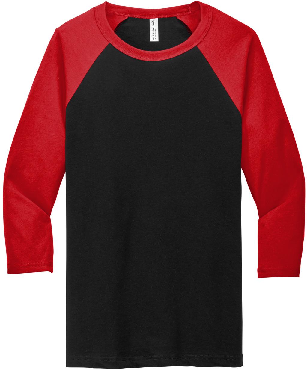 BELLA+CANVAS ® Unisex 3/4-Sleeve Baseball Tee BC3200, 22 Colors, XS-2XL