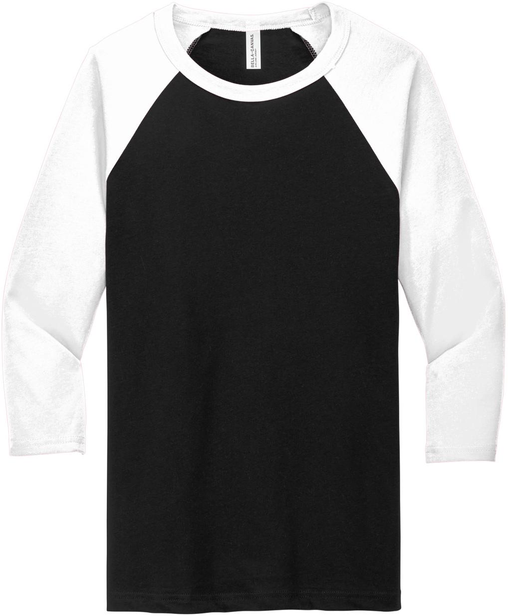 BELLA+CANVAS ® Unisex 3/4-Sleeve Baseball Tee BC3200, 22 Colors, XS-2XL