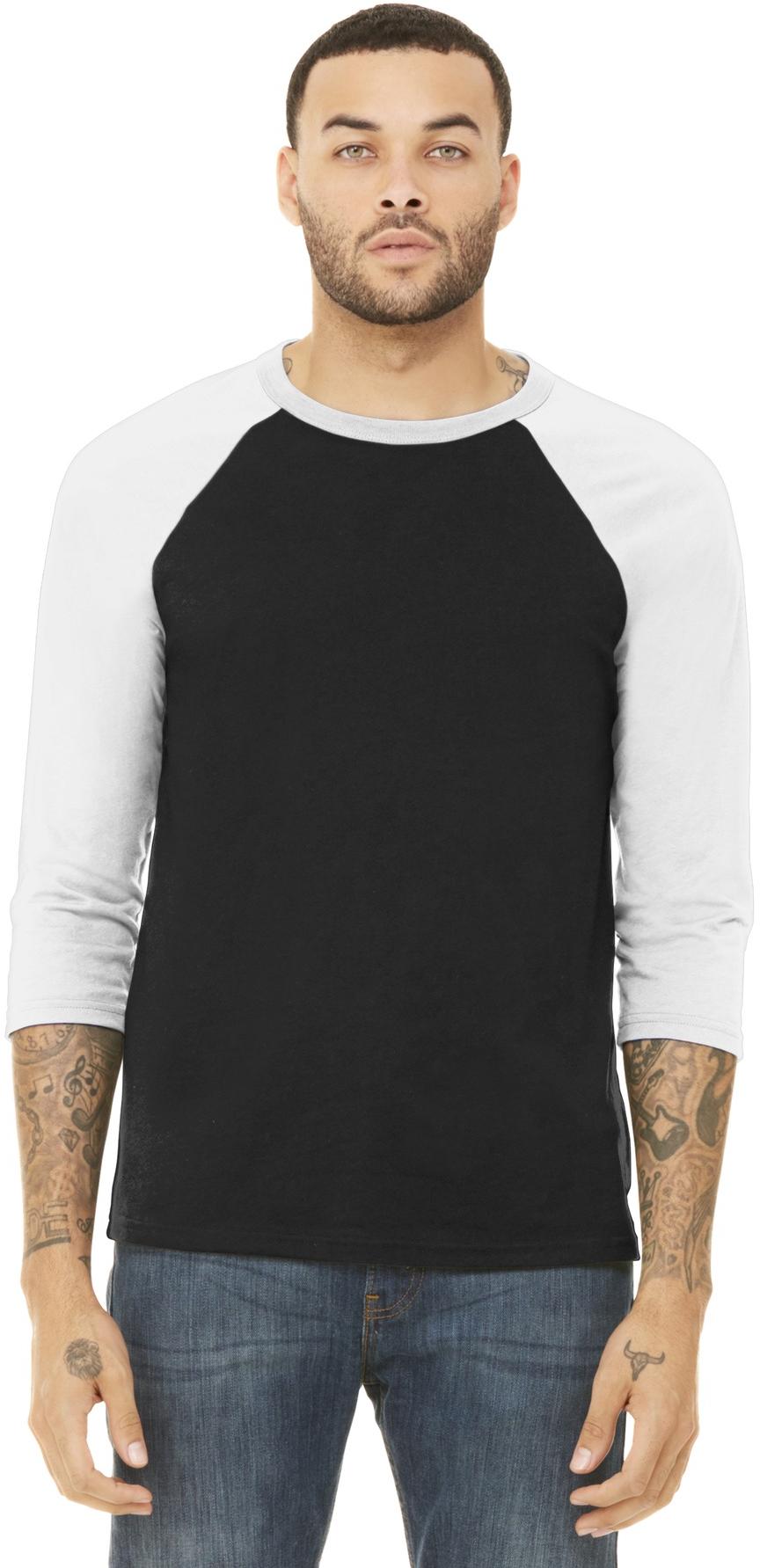 BELLA+CANVAS ® Unisex 3/4-Sleeve Baseball Tee BC3200, 22 Colors, XS-2XL