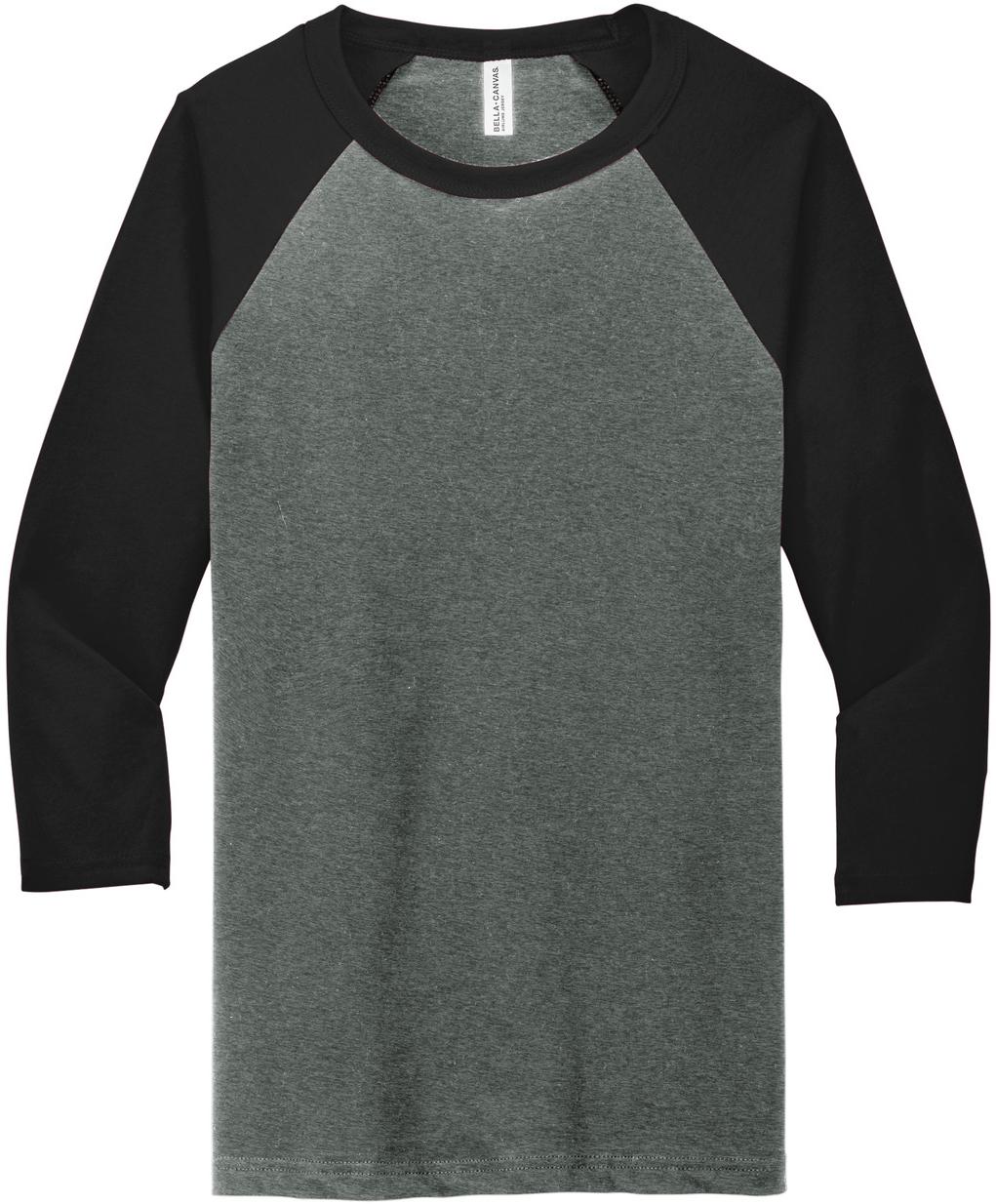 BELLA+CANVAS ® Unisex 3/4-Sleeve Baseball Tee BC3200, 22 Colors, XS-2XL