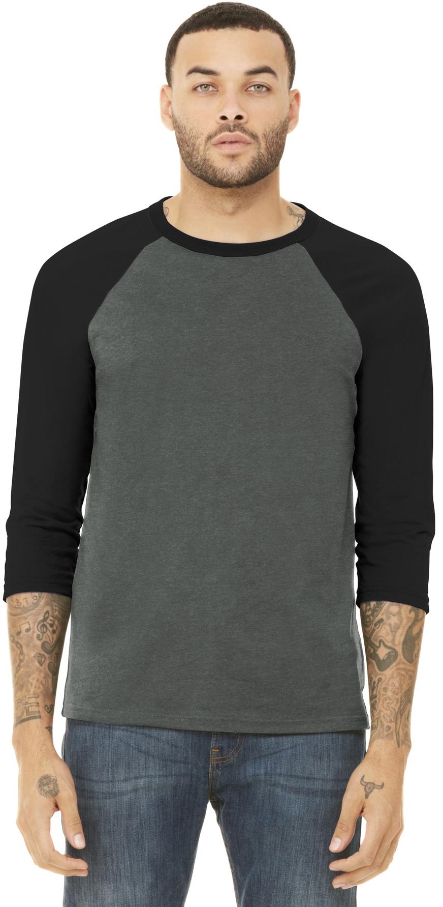 BELLA+CANVAS ® Unisex 3/4-Sleeve Baseball Tee BC3200, 22 Colors, XS-2XL