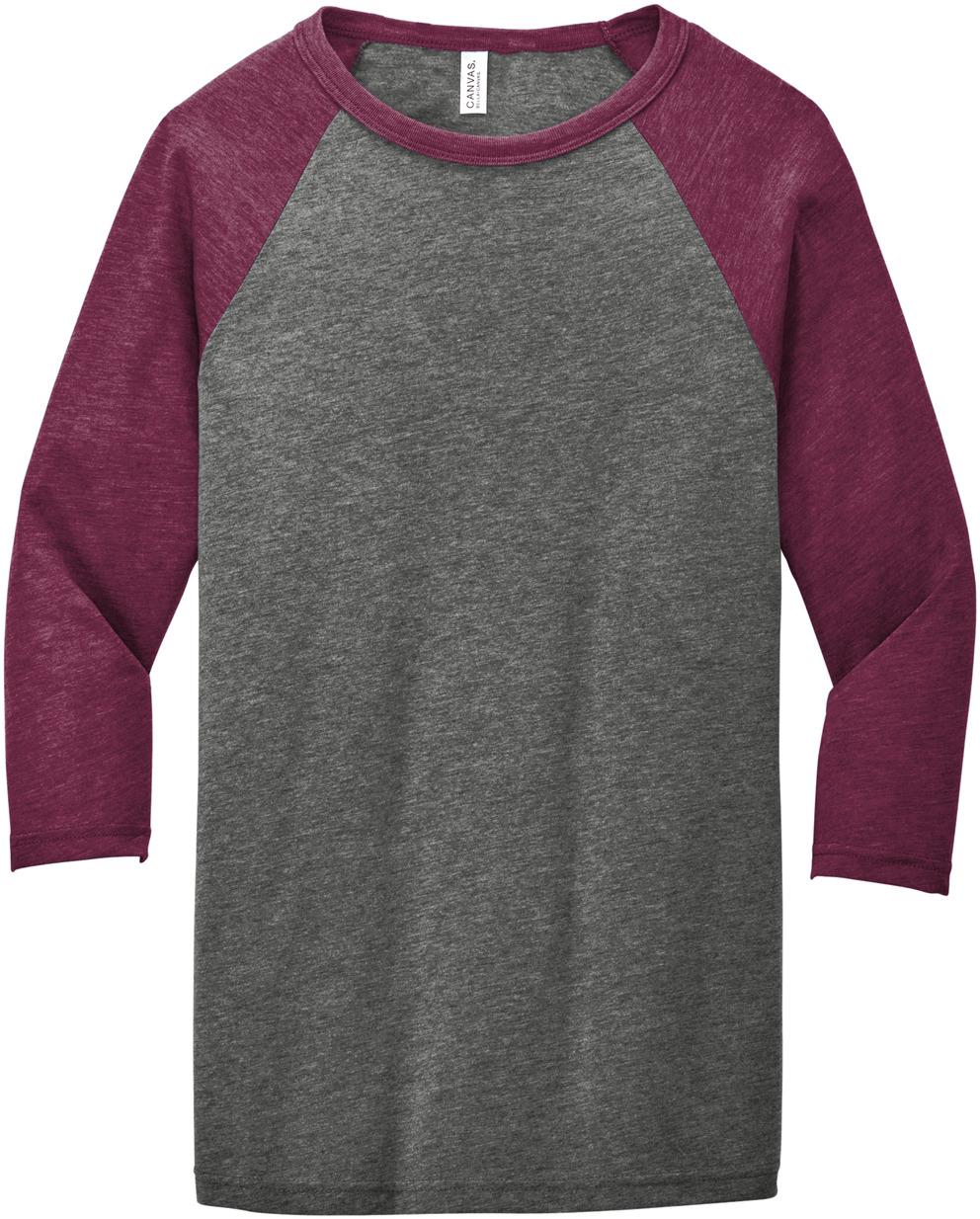 BELLA+CANVAS ® Unisex 3/4-Sleeve Baseball Tee BC3200, 22 Colors, XS-2XL