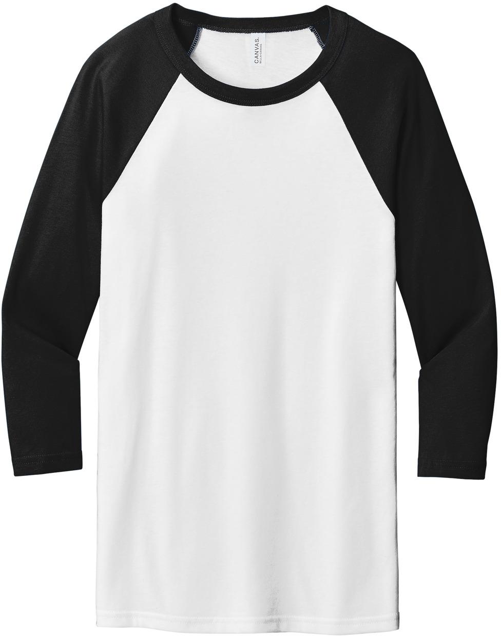 BELLA+CANVAS ® Unisex 3/4-Sleeve Baseball Tee BC3200, 22 Colors, XS-2XL