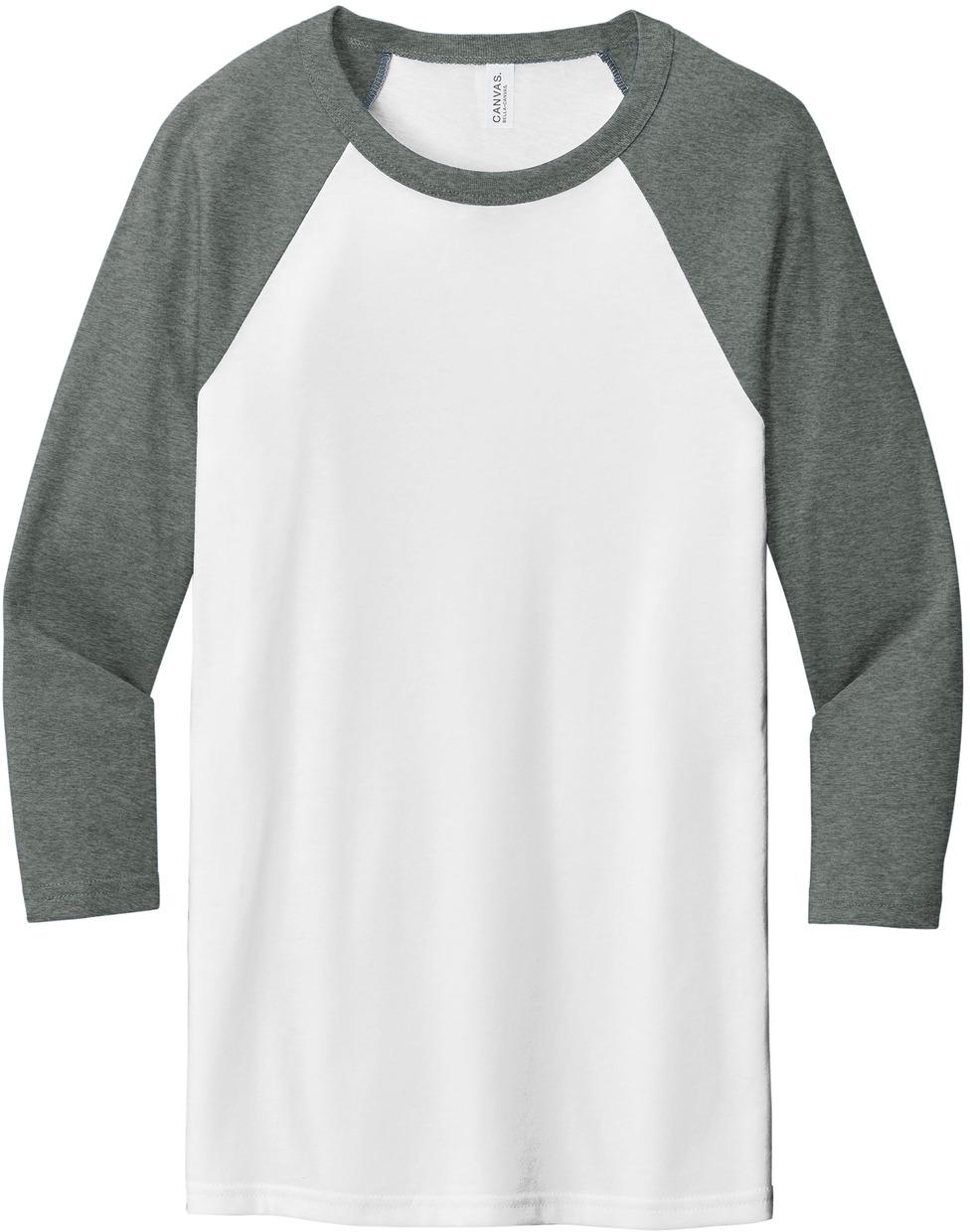 BELLA+CANVAS ® Unisex 3/4-Sleeve Baseball Tee BC3200, 22 Colors, XS-2XL