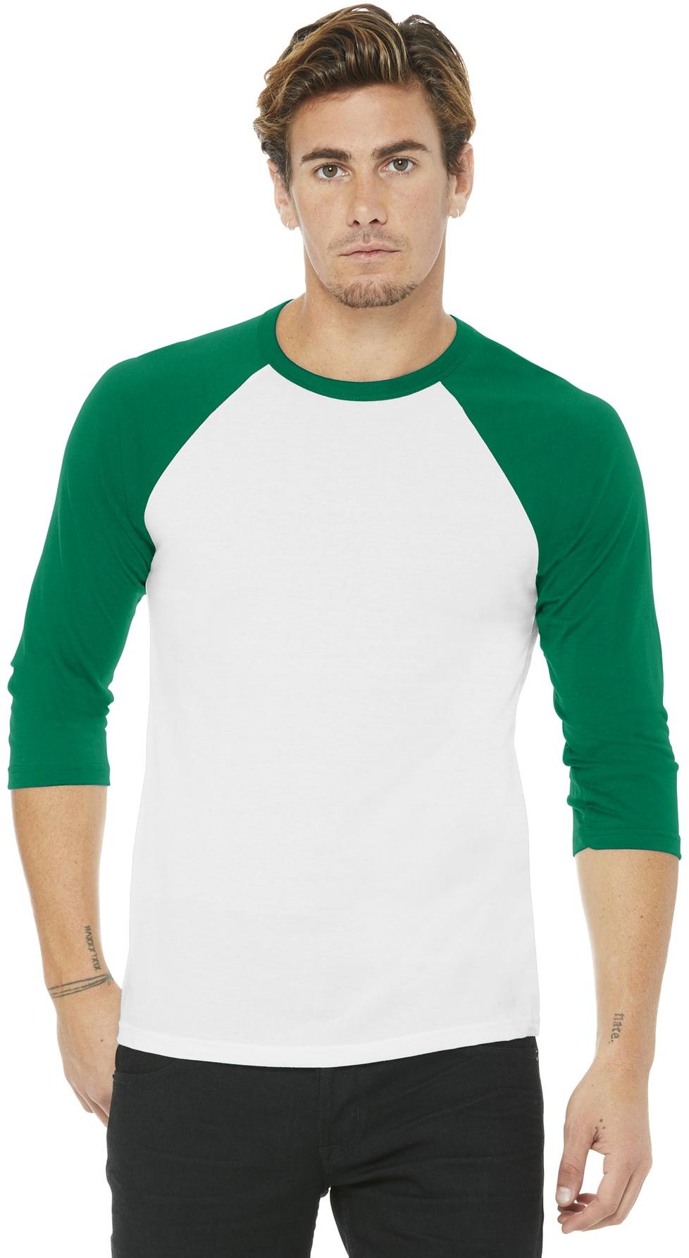 BELLA+CANVAS ® Unisex 3/4-Sleeve Baseball Tee BC3200, 22 Colors, XS-2XL