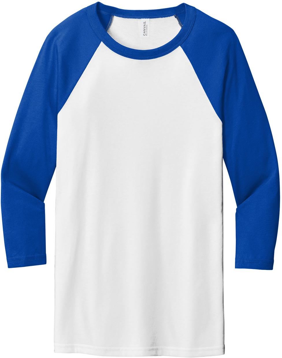 BELLA+CANVAS ® Unisex 3/4-Sleeve Baseball Tee BC3200, 22 Colors, XS-2XL