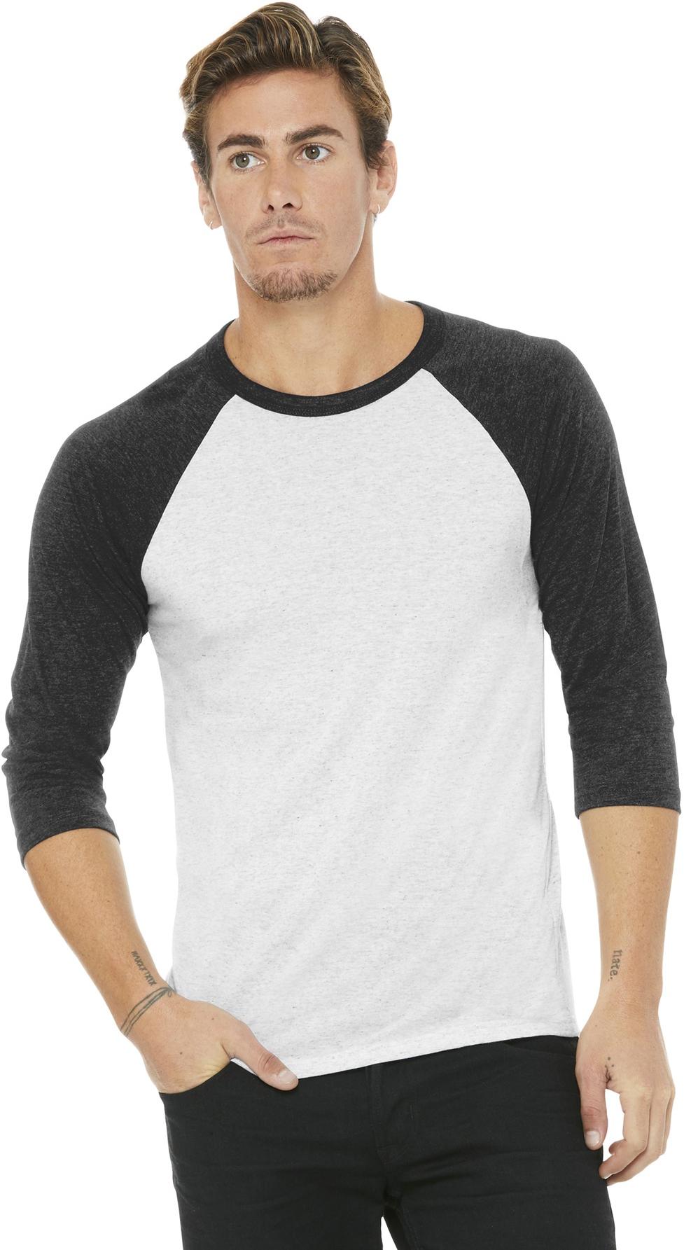 BELLA+CANVAS ® Unisex 3/4-Sleeve Baseball Tee BC3200, 22 Colors, XS-2XL