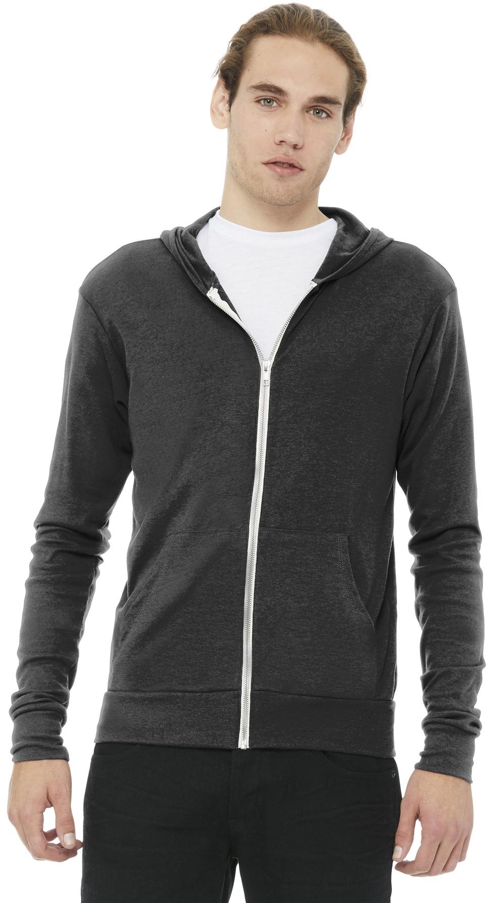 BELLA+CANVAS ® Unisex Triblend Full-Zip Lightweight Hoodie BC3939 Hooded XS-2XL