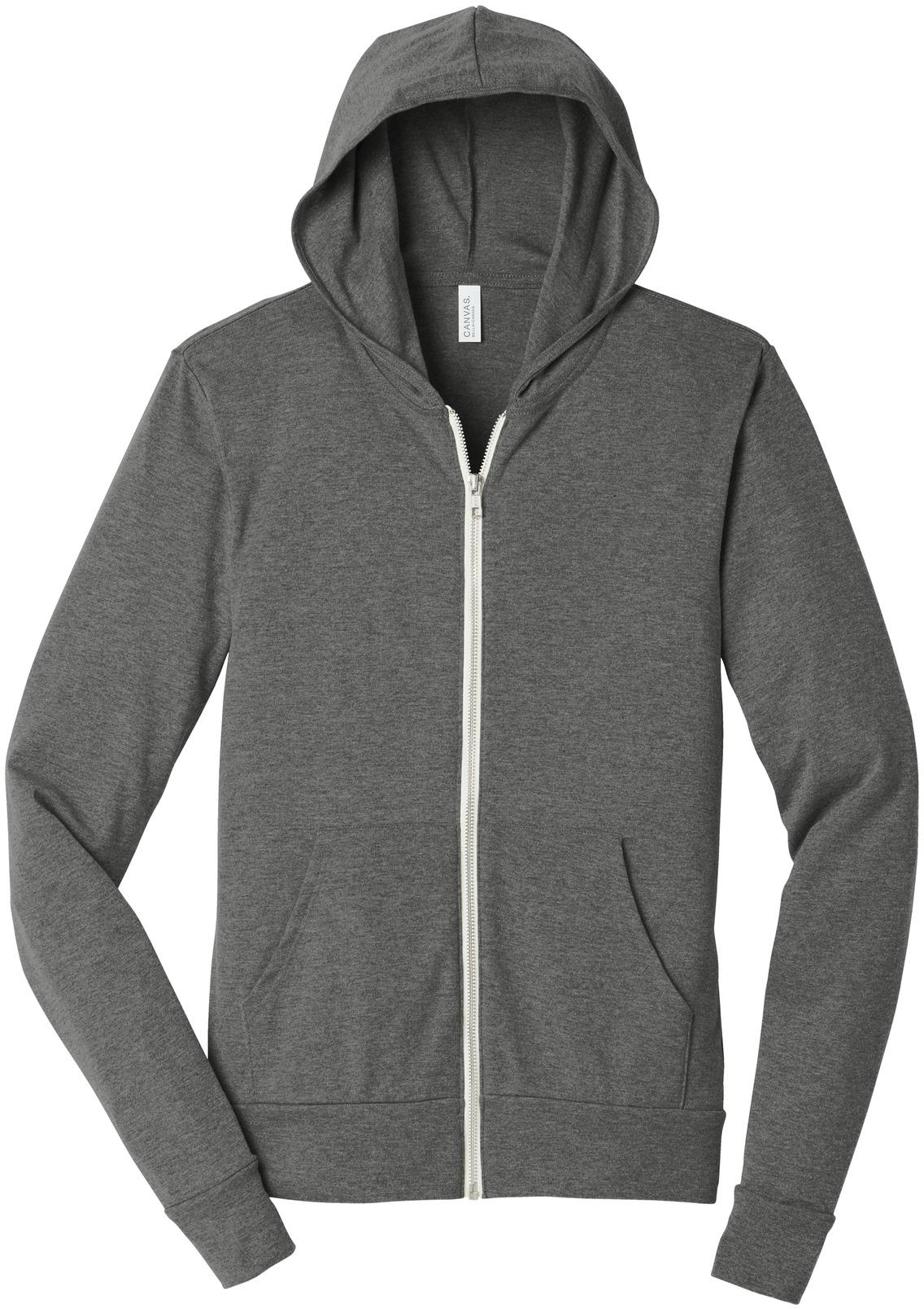 BELLA+CANVAS ® Unisex Triblend Full-Zip Lightweight Hoodie BC3939 Hooded XS-2XL