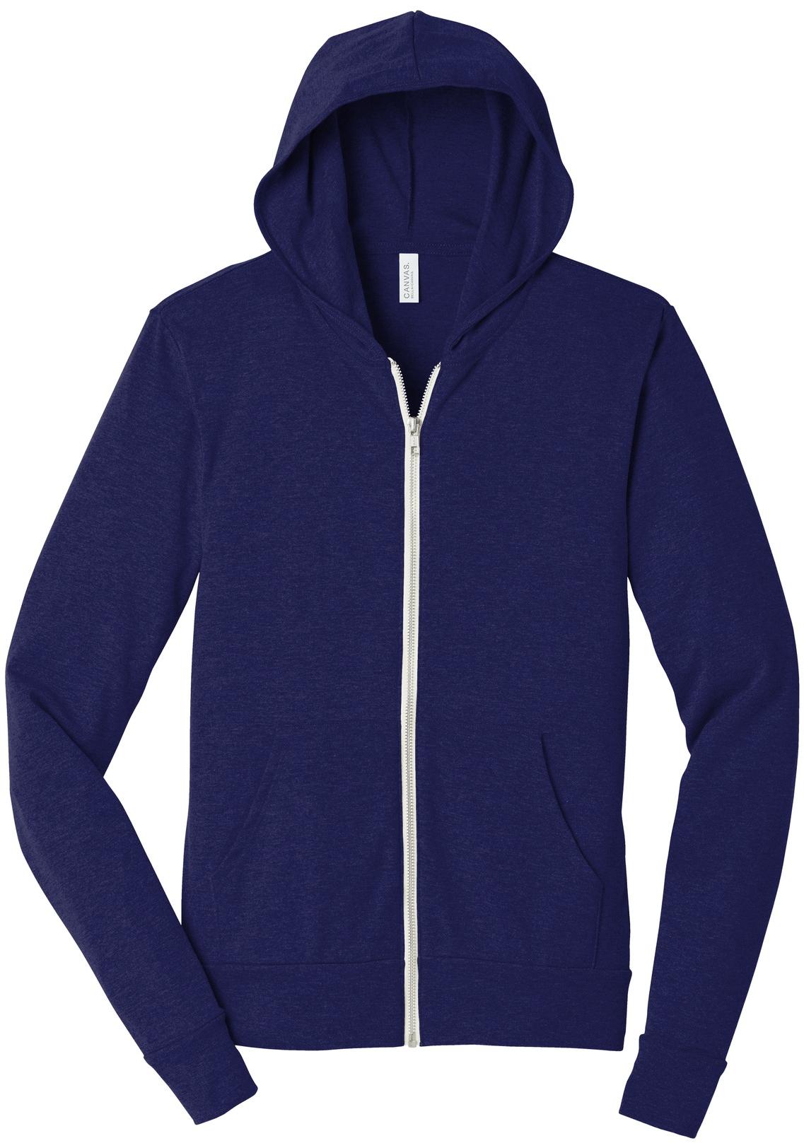 BELLA+CANVAS ® Unisex Triblend Full-Zip Lightweight Hoodie BC3939 Hooded XS-2XL