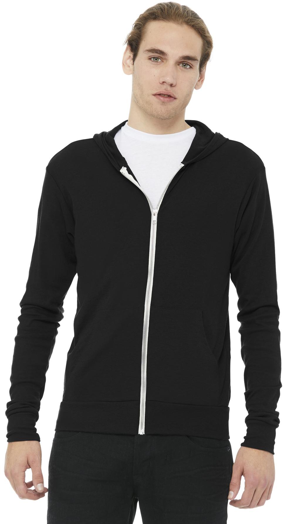 BELLA+CANVAS ® Unisex Triblend Full-Zip Lightweight Hoodie BC3939 Hooded XS-2XL