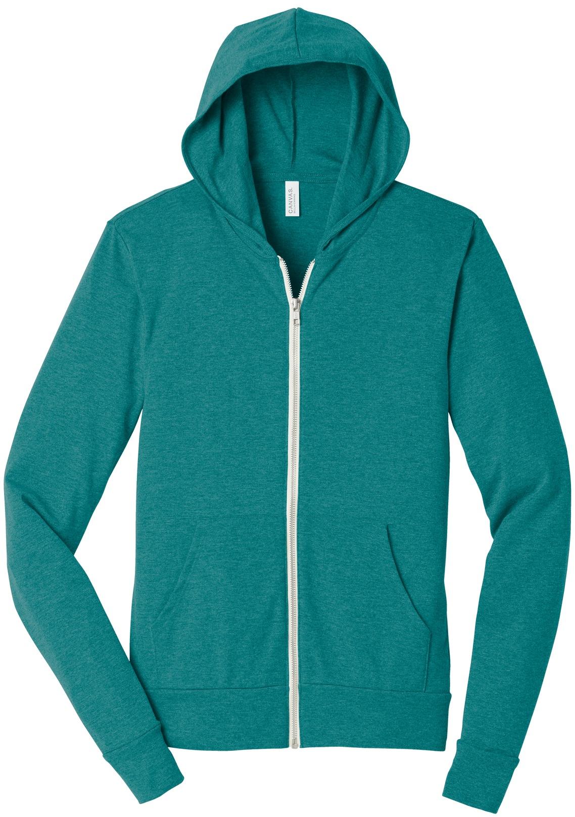 BELLA+CANVAS ® Unisex Triblend Full-Zip Lightweight Hoodie BC3939 Hooded XS-2XL