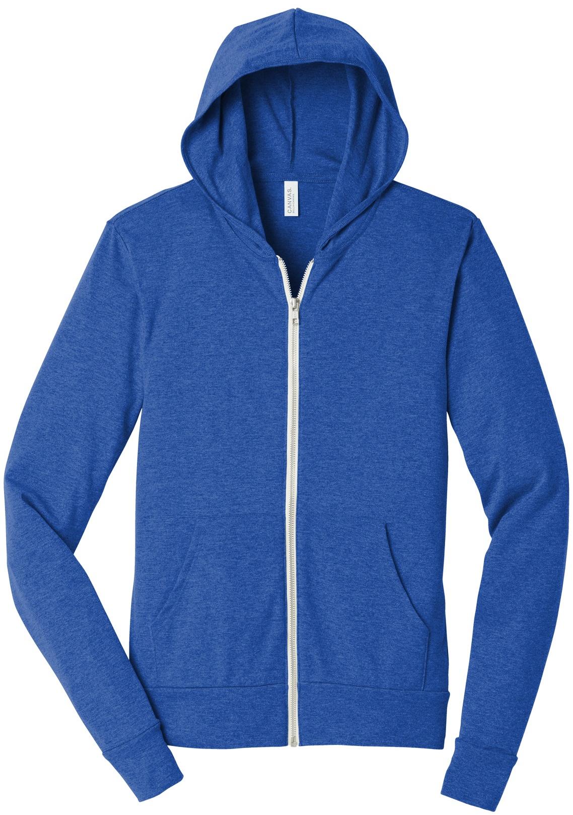 BELLA+CANVAS ® Unisex Triblend Full-Zip Lightweight Hoodie BC3939 Hooded XS-2XL