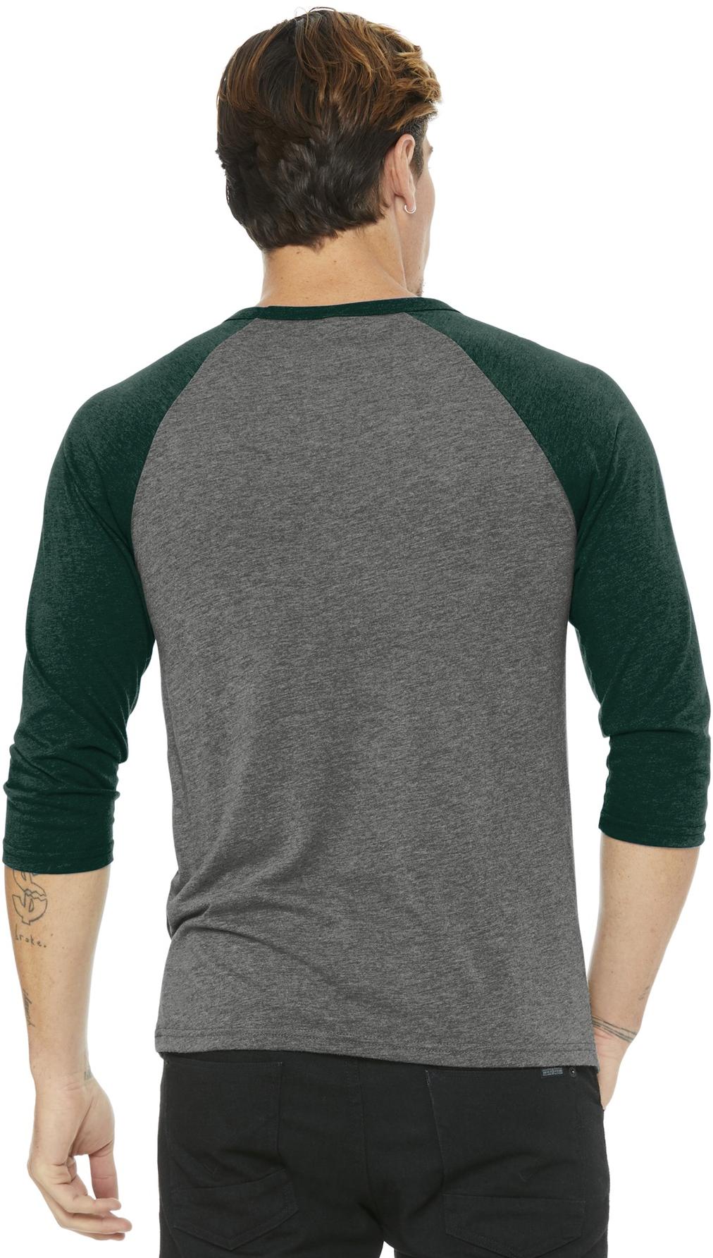 BELLA+CANVAS ® Unisex 3/4-Sleeve Baseball Tee BC3200, 22 Colors, XS-2XL