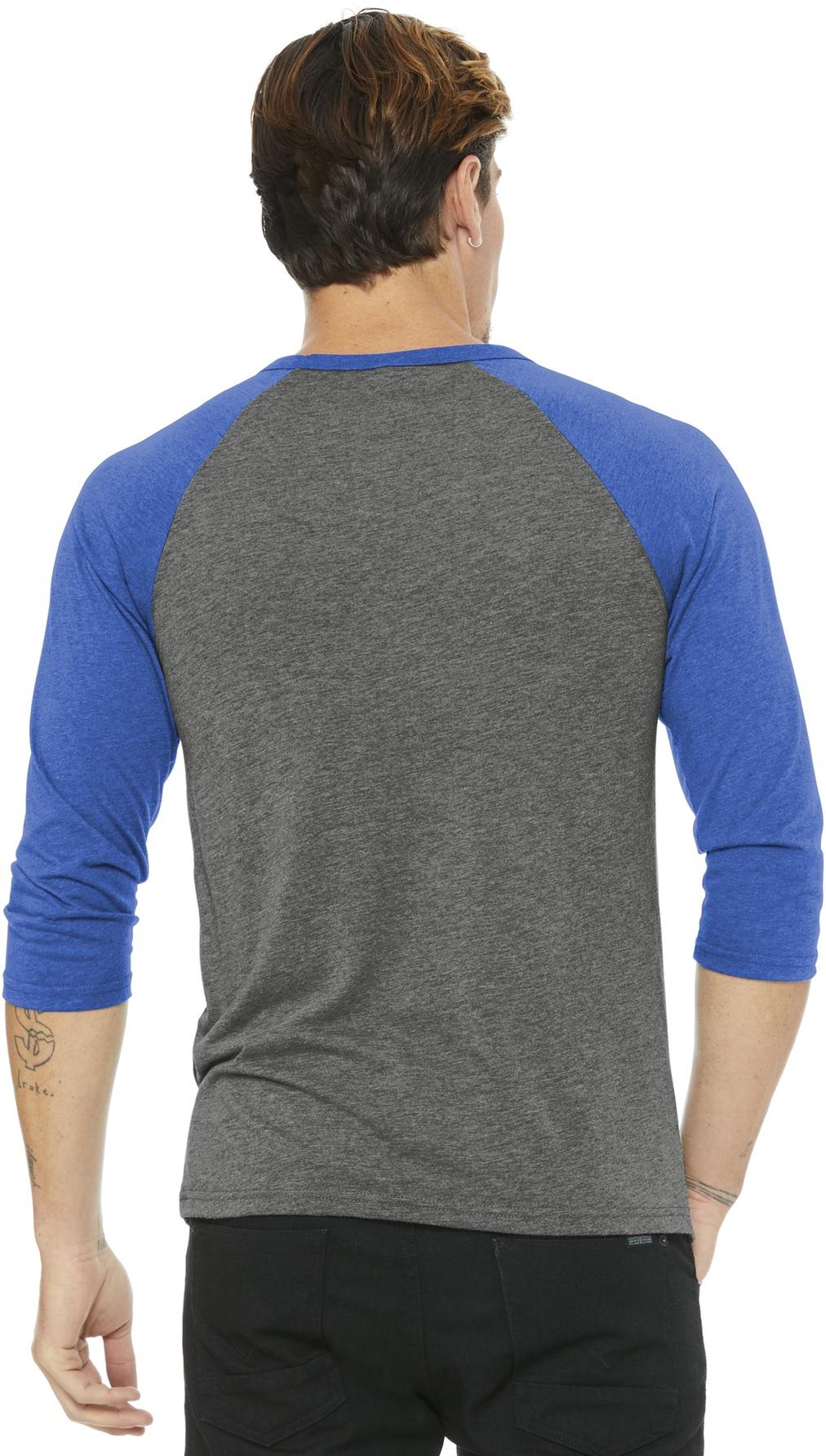 BELLA+CANVAS ® Unisex 3/4-Sleeve Baseball Tee BC3200, 22 Colors, XS-2XL