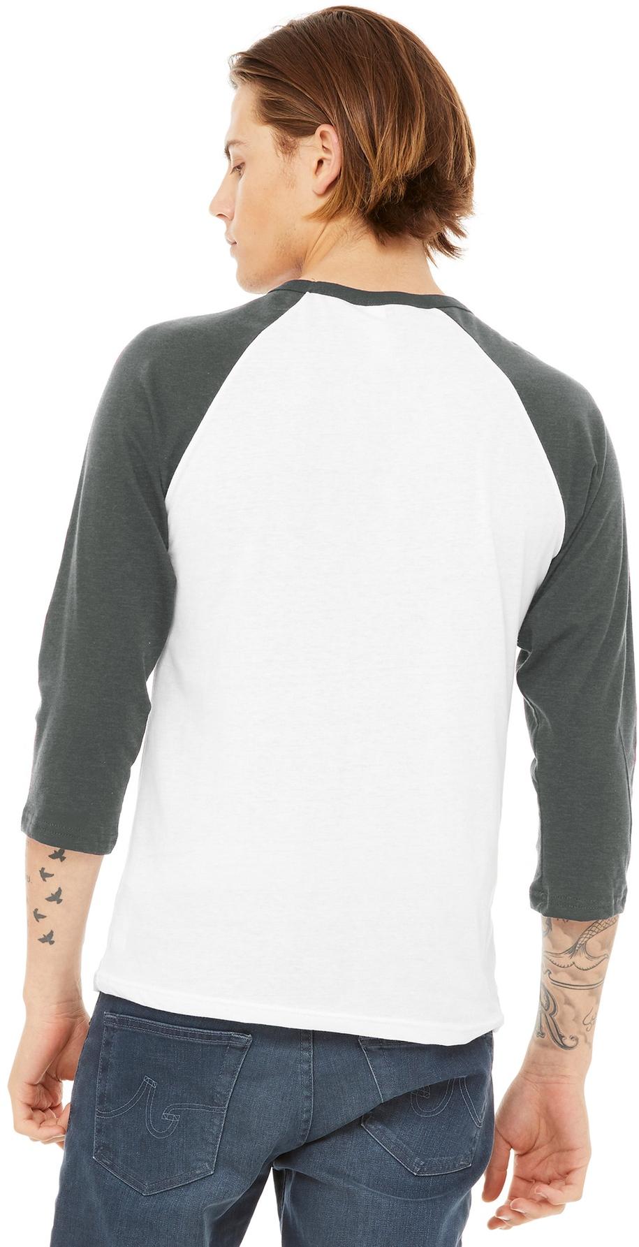 BELLA+CANVAS ® Unisex 3/4-Sleeve Baseball Tee BC3200, 22 Colors, XS-2XL