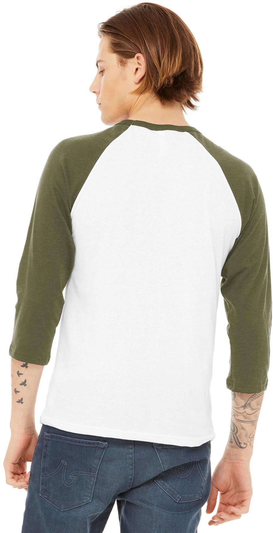 BELLA+CANVAS ® Unisex 3/4-Sleeve Baseball Tee BC3200, 22 Colors, XS-2XL