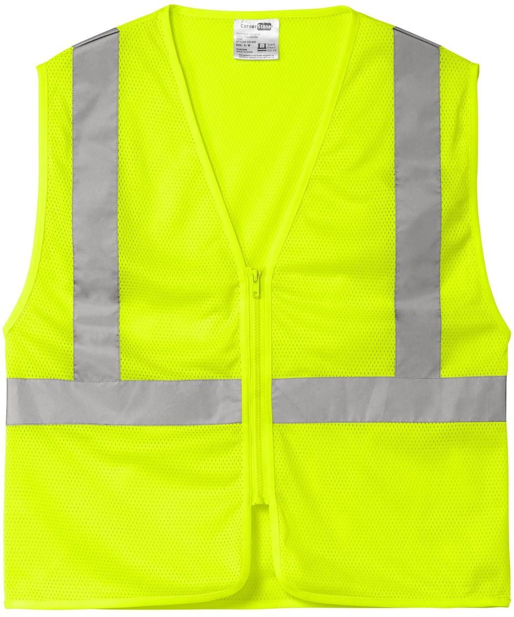 CornerStone ® ANSI 107 Class 2 Mesh Zippered Vest CSV101 S/M L/XL 2/3X 4/5X - Picture 12 of 13