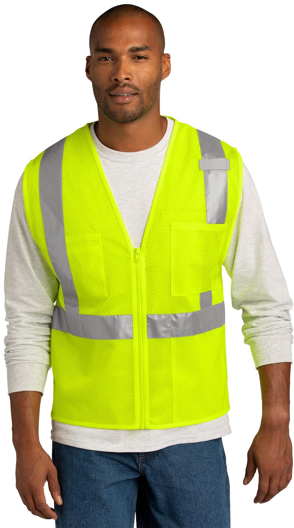 CornerStone ® ANSI 107 Class 2 Mesh Zippered Vest CSV102 S/M L/XL 2/3X 4/5X - Picture 8 of 13