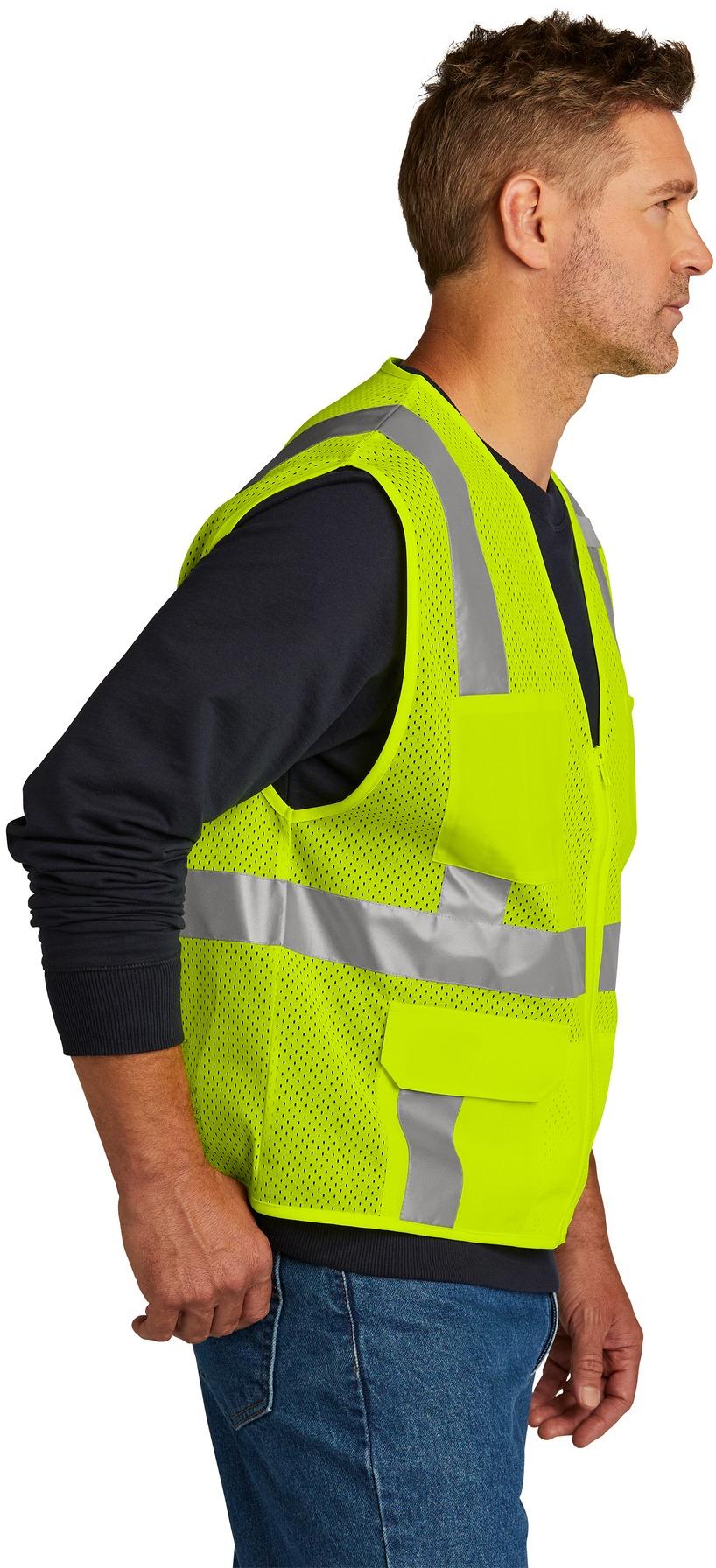 CornerStone ® ANSI 107 Class 2 Mesh Six-Pocket Zippered Vest w/ Pockets CSV104 - Picture 10 of 13