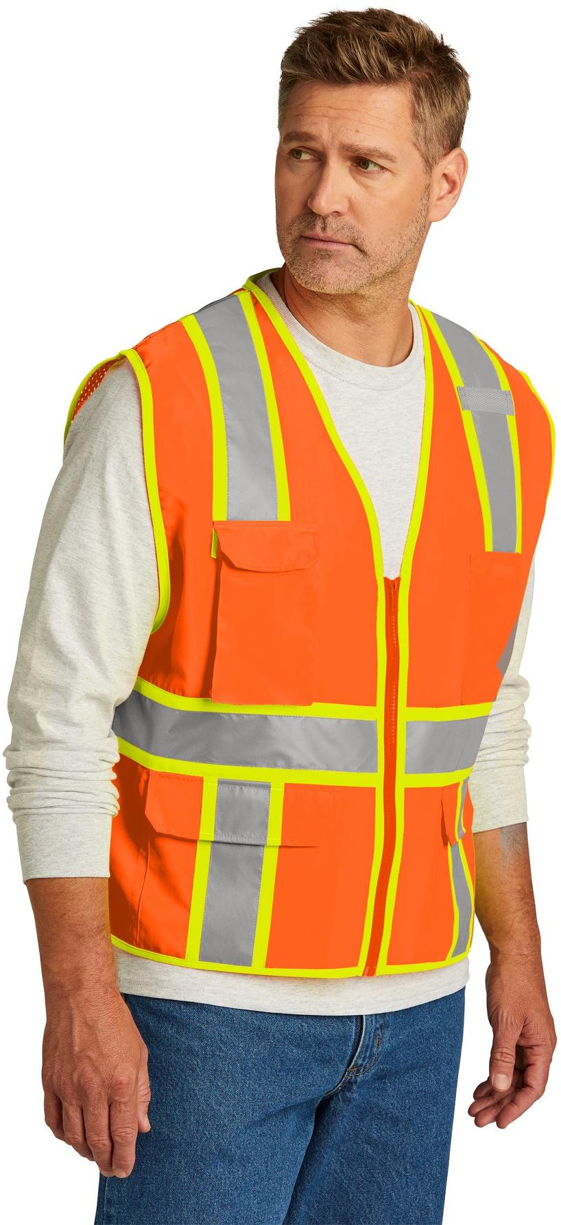 CornerStone ® ANSI 107 Class 2 Surveyor Zippered Two-Tone Vest CSV105 - Picture 3 of 13