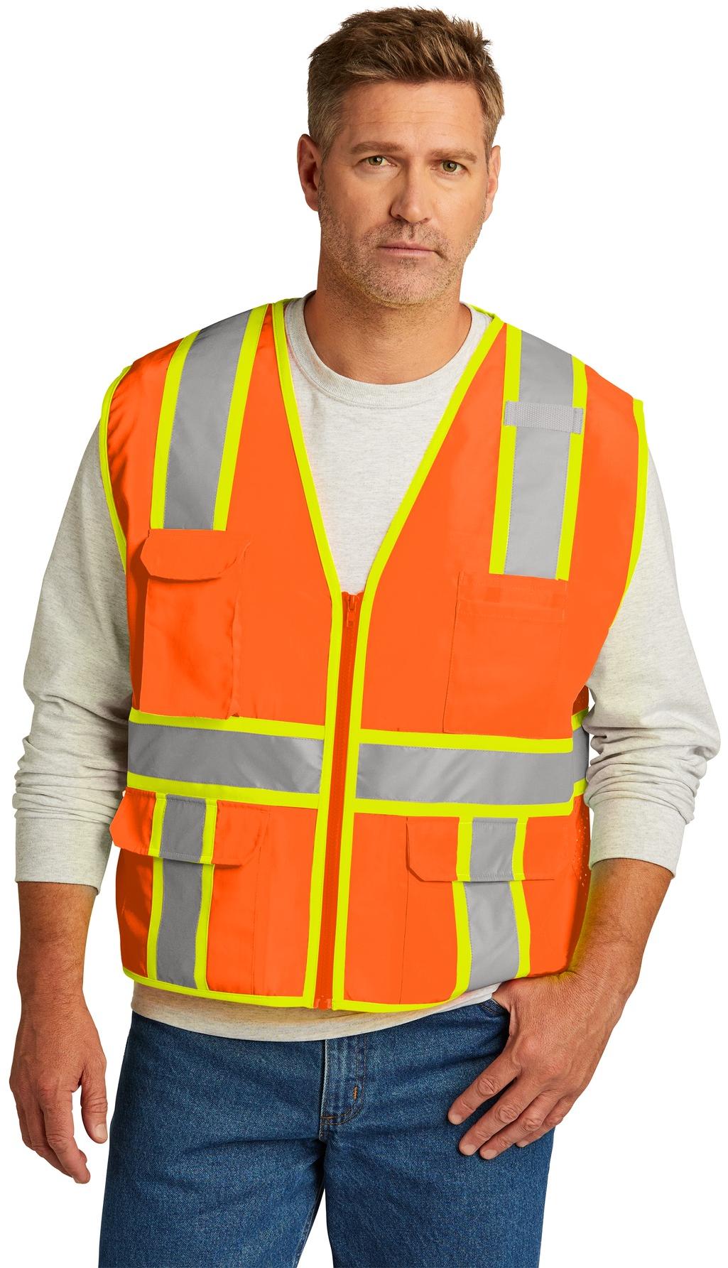 CornerStone ® ANSI 107 Class 2 Surveyor Zippered Two-Tone Vest CSV105 - Picture 2 of 13