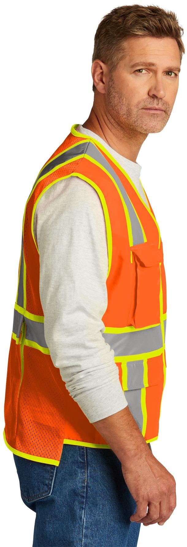 CornerStone ® ANSI 107 Class 2 Surveyor Zippered Two-Tone Vest CSV105 - Picture 4 of 13
