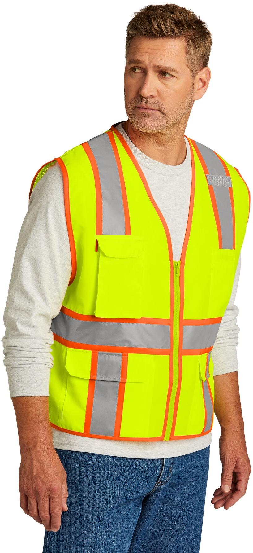 CornerStone ® ANSI 107 Class 2 Surveyor Zippered Two-Tone Vest CSV105 - Picture 9 of 13
