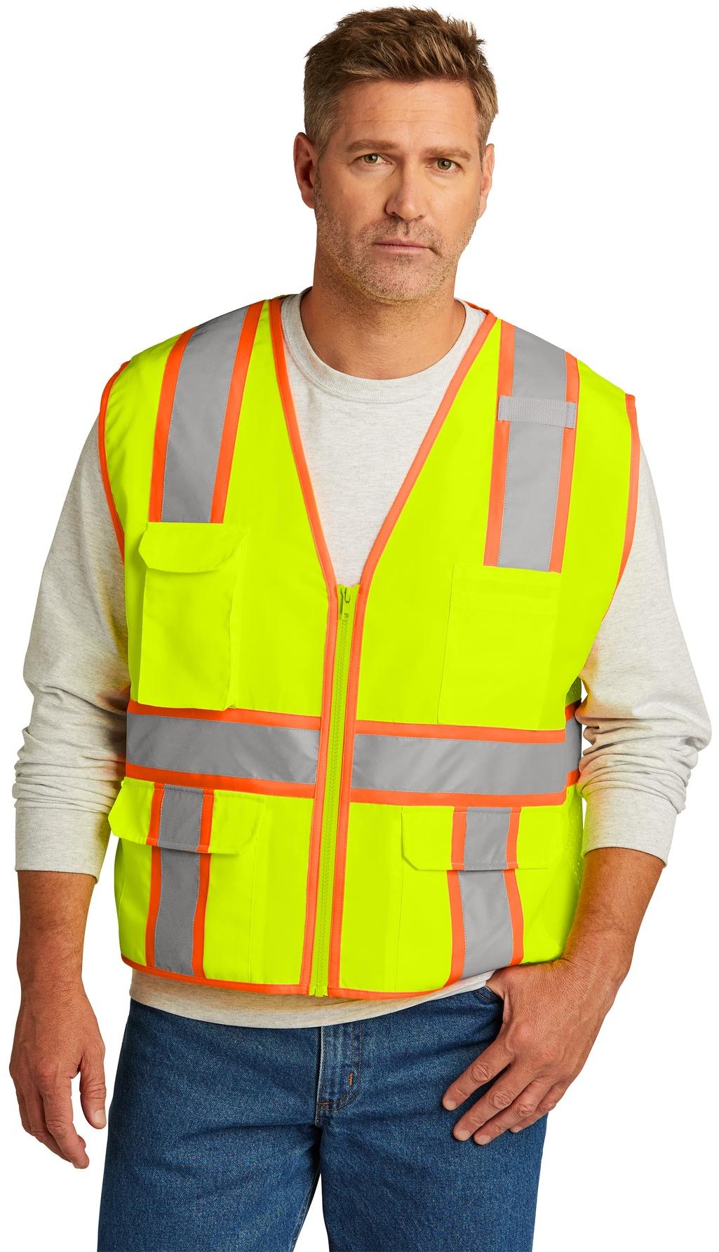 CornerStone ® ANSI 107 Class 2 Surveyor Zippered Two-Tone Vest CSV105 - Picture 8 of 13