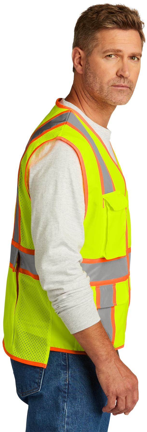 CornerStone ® ANSI 107 Class 2 Surveyor Zippered Two-Tone Vest CSV105 - Picture 10 of 13