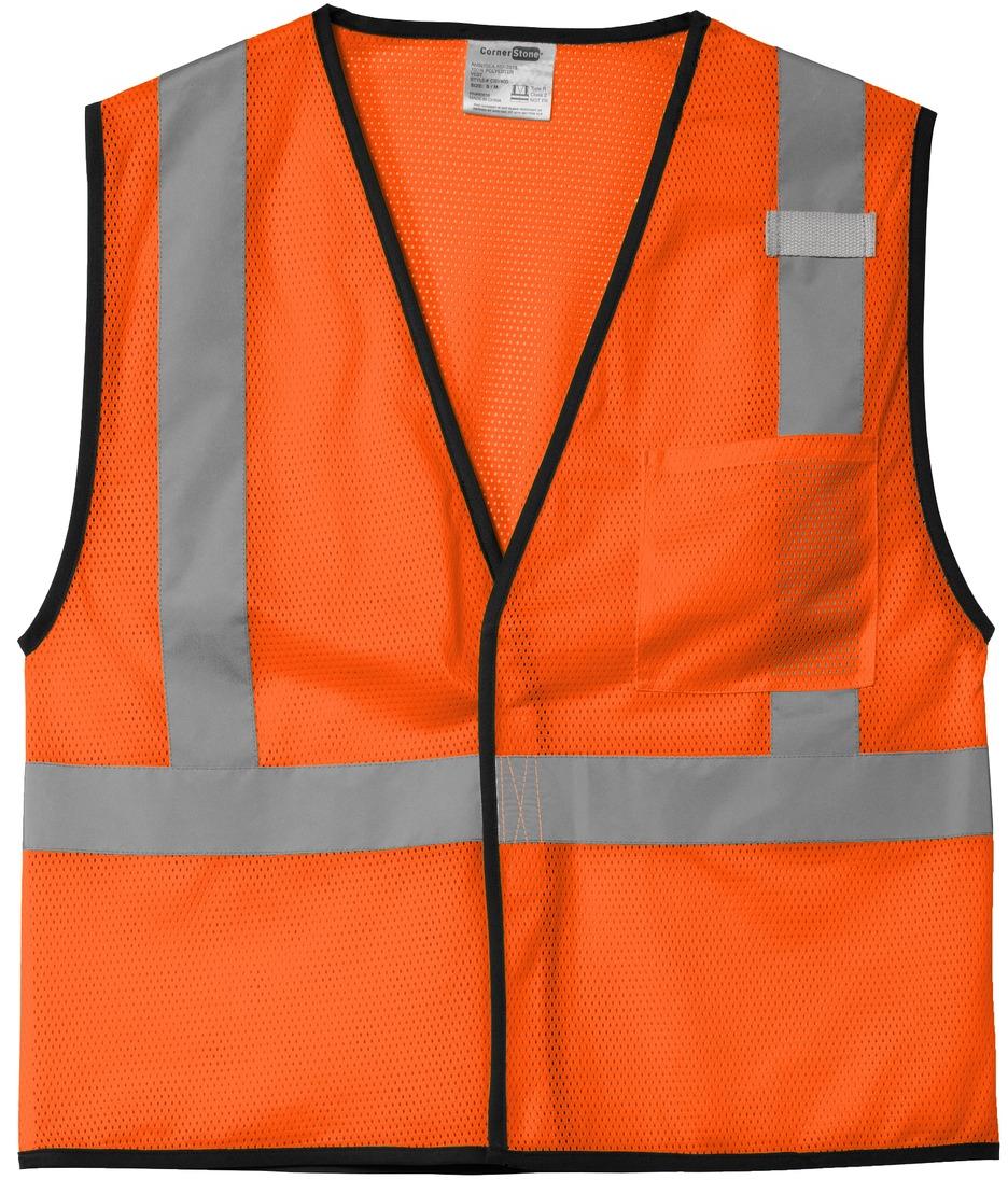 CornerStone ® ANSI 107 Class 2 Economy Mesh One-Pocket Vest CSV100 4 Sizes Avail - Picture 6 of 13