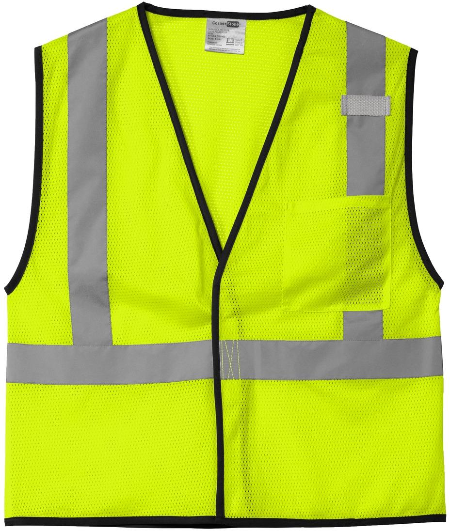 CornerStone ® ANSI 107 Class 2 Economy Mesh One-Pocket Vest CSV100 4 Sizes Avail - Picture 12 of 13