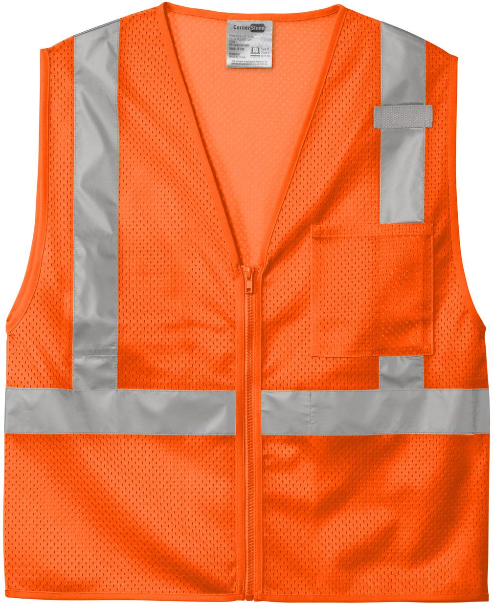CornerStone ® ANSI 107 Class 2 Mesh Zippered Vest CSV102 S/M L/XL 2/3X 4/5X - Picture 6 of 13