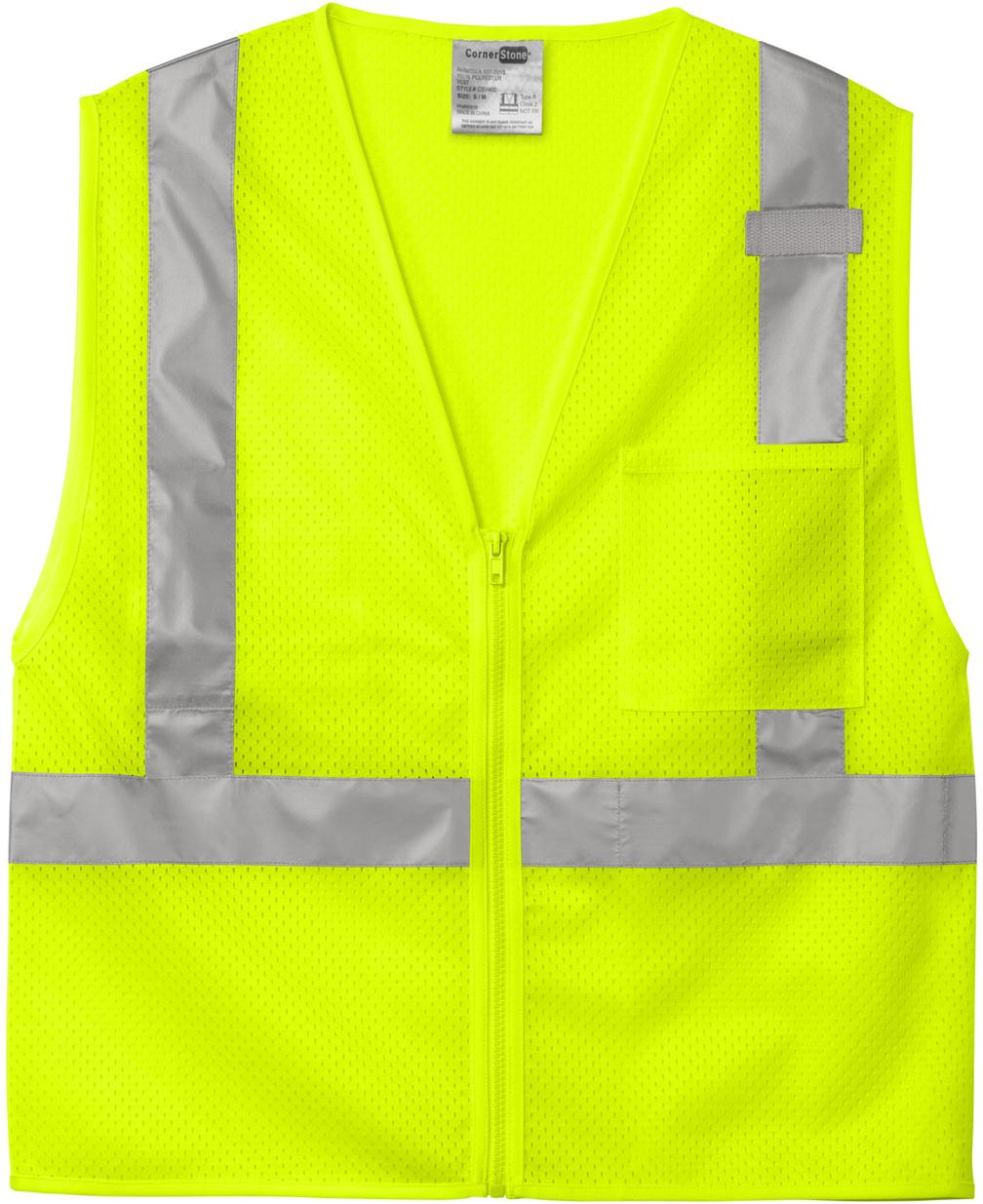 CornerStone ® ANSI 107 Class 2 Mesh Zippered Vest CSV102 S/M L/XL 2/3X 4/5X - Picture 12 of 13