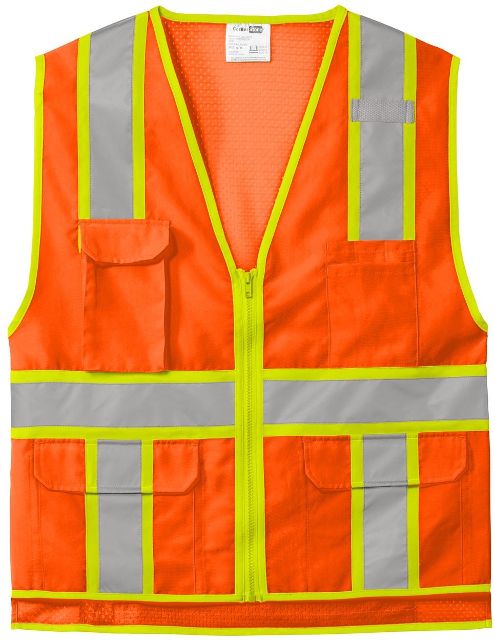 CornerStone ® ANSI 107 Class 2 Surveyor Zippered Two-Tone Vest CSV105 - Picture 6 of 13