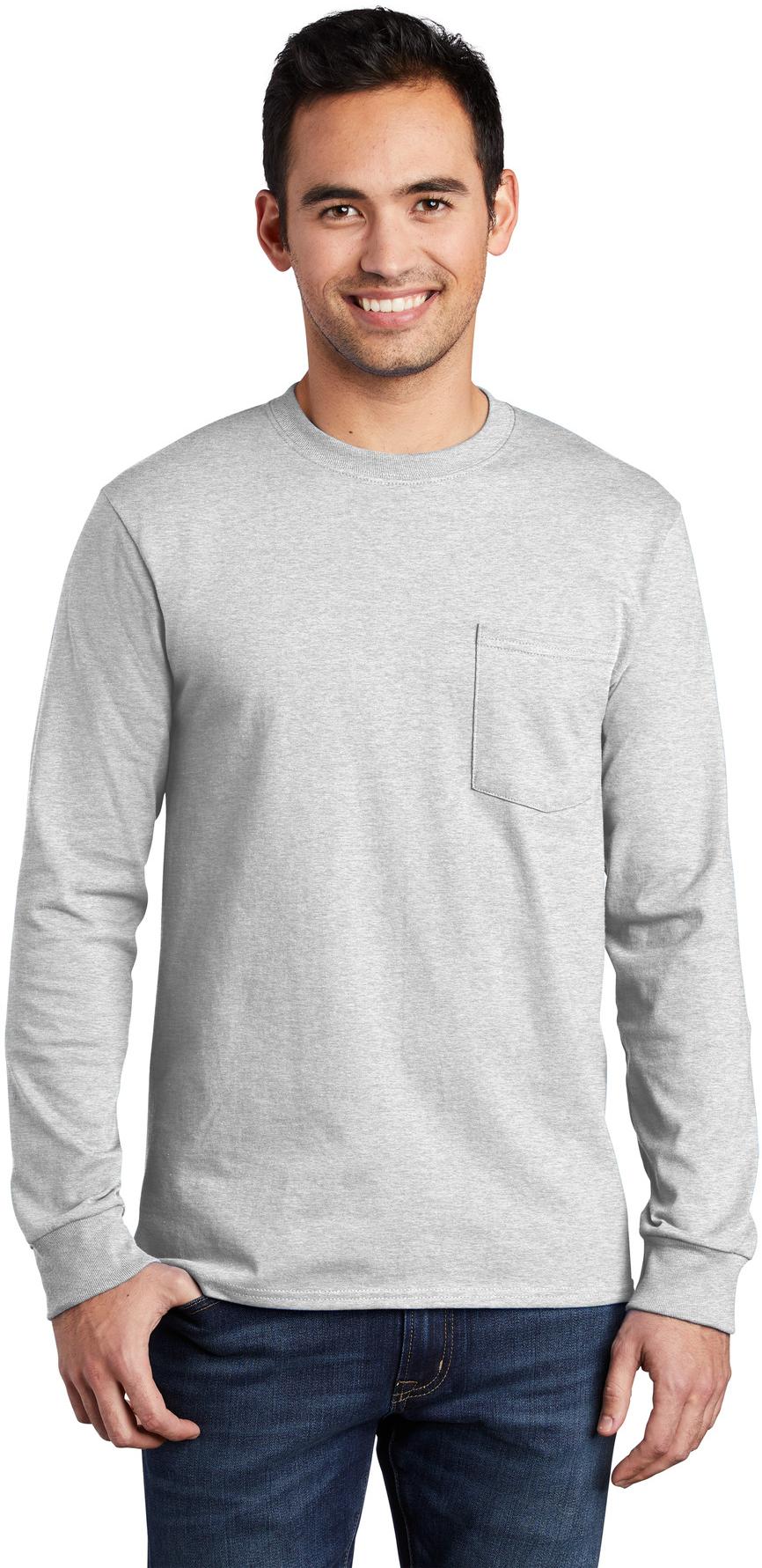 Port & Company ® Tall Long Sleeve Essential Pocket Tee PC61LSPT Sizes LT-4XLT