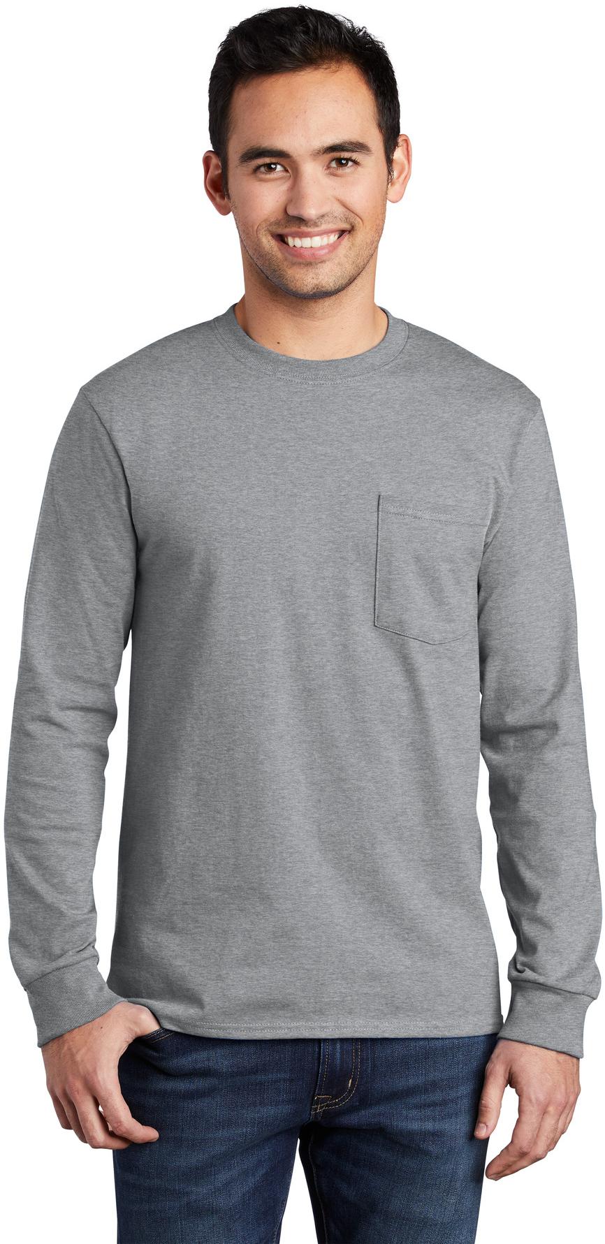 Port & Company ® Tall Long Sleeve Essential Pocket Tee PC61LSPT Sizes LT-4XLT