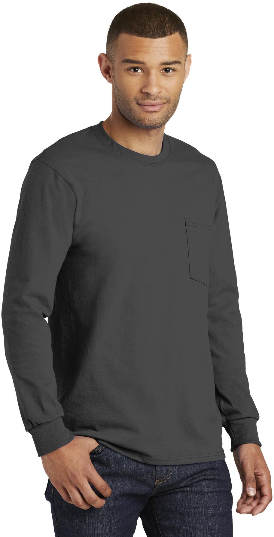 Port & Company ® Tall Long Sleeve Essential Pocket Tee PC61LSPT Sizes LT-4XLT