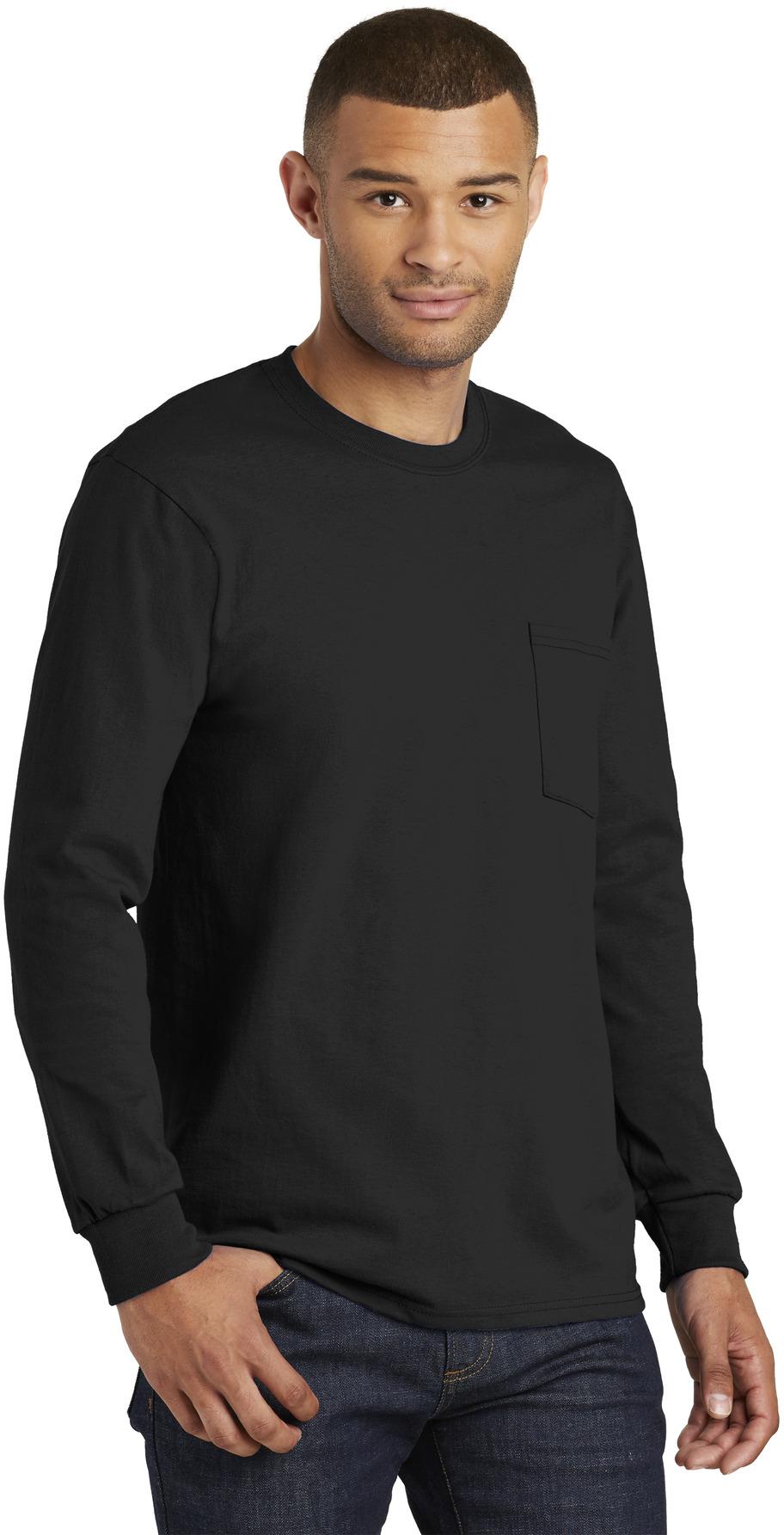 Port & Company ® Tall Long Sleeve Essential Pocket Tee PC61LSPT Sizes LT-4XLT