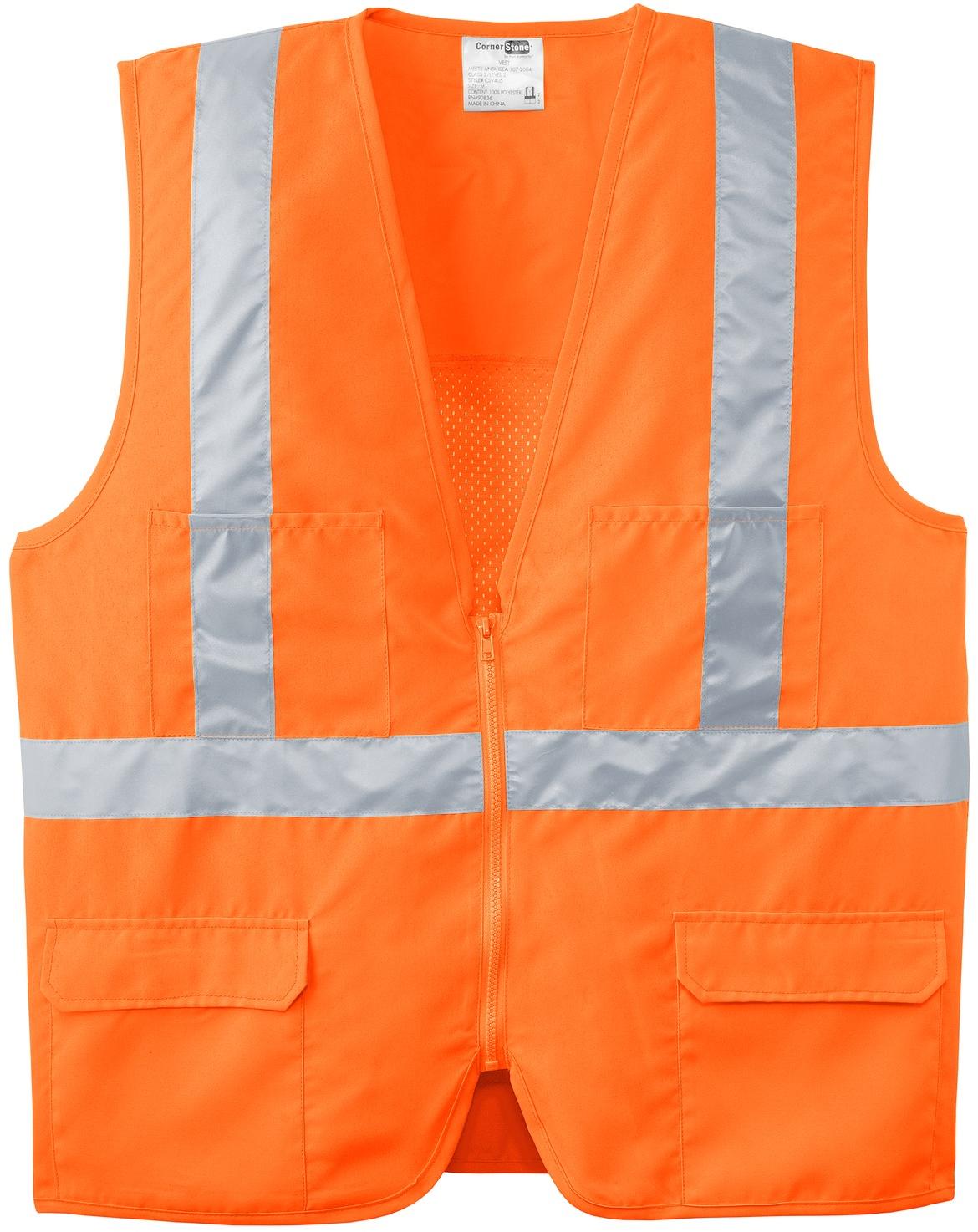 CornerStone ® ANSI 107 Class 2 Mesh Back Woven Safety Vest CSV405 S-4XL - Picture 6 of 13
